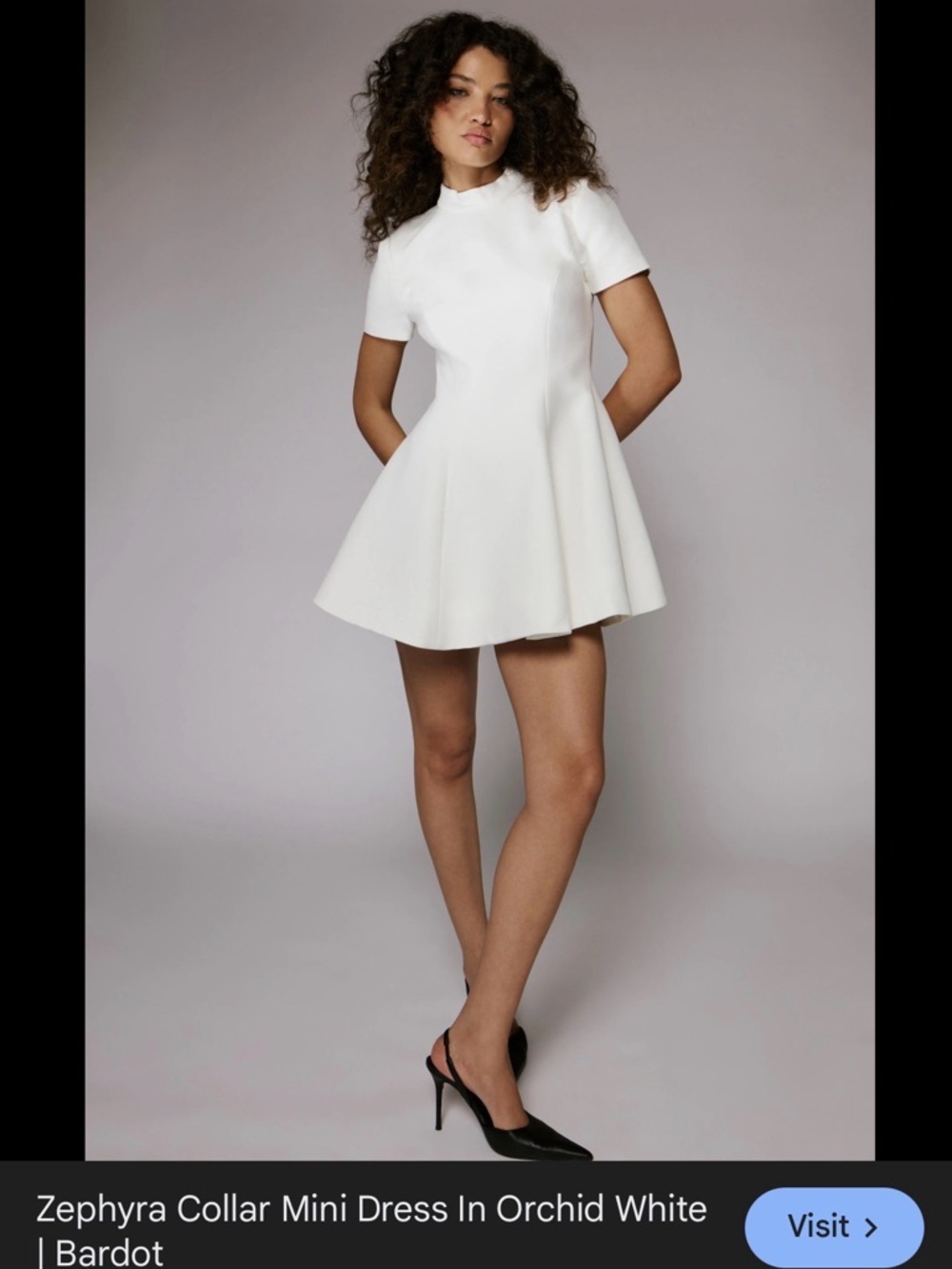 Bardot Zephyra High Collar Mini Dress in White